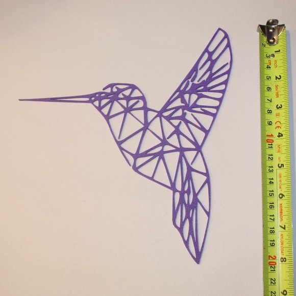 Hummingbird Wall Decor 8 1/8" x 7 3/8" 3D Printed Bird Line Art Geometric - Picture 5 of 10